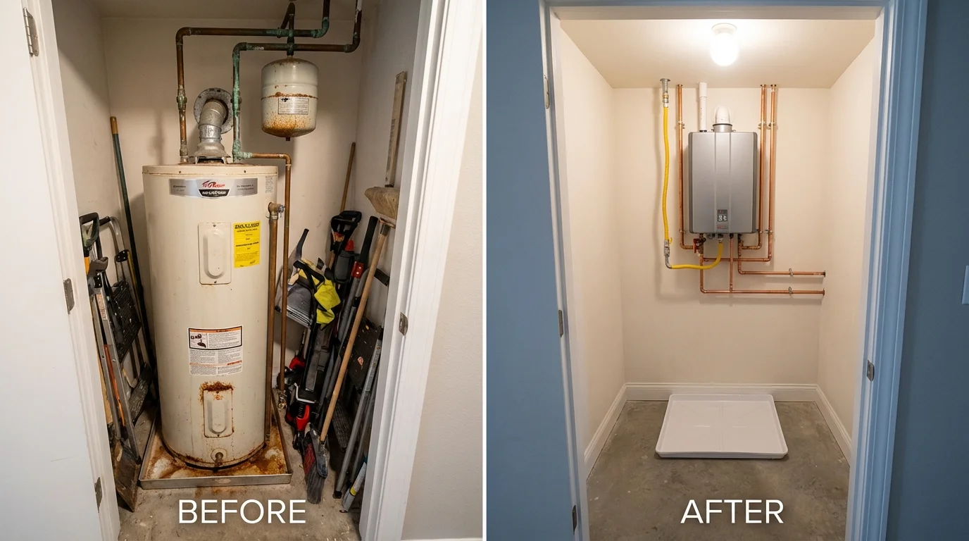 Tank water heater versus wall-mounted tankless unit comparison for Seabrook, TX homeowners